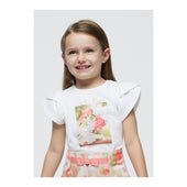 Mayoral Girls Ivory and Pink T-Shirt